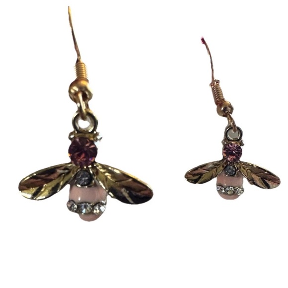 Betsey Johnson Pink Bumble Bee Dangling Earrings NWT - Picture 2 of 4